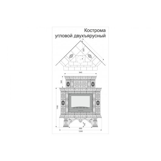 Печь камин КимрПечь Кострома Угловой Двухъярусный Белый, изображение 2